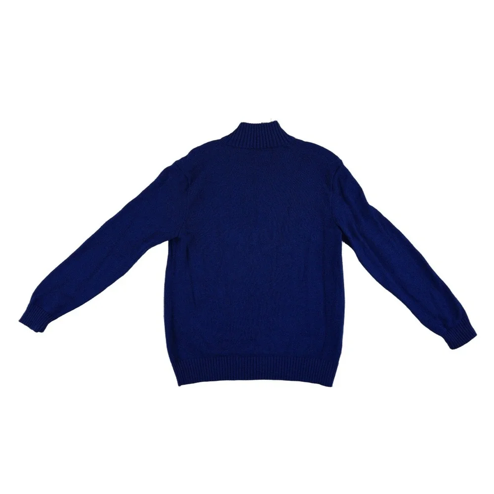Polo Ralph Lauren Quarter Zip Sweater Top Mens Size Medium Blue 100% Cotton Logo